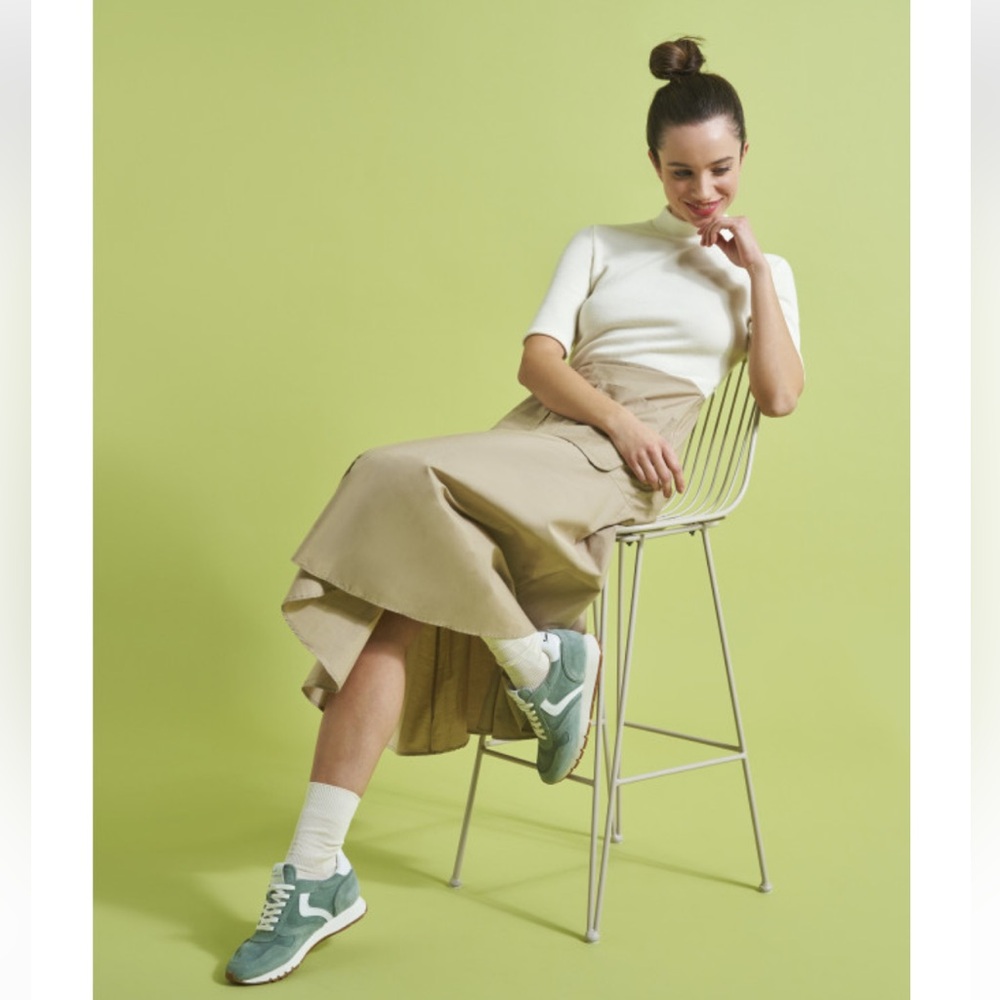 NWT VOILE BLANCHE JULIA Leather And Suede Sneakers in Sage - Picture 3 of 15